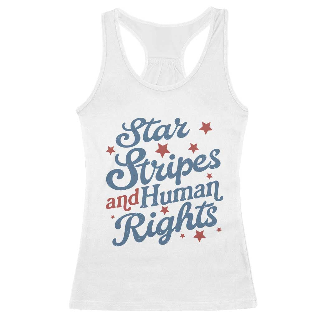 Stars and Stripes and Human Rights Racerback Tank Top Progressive Patriotic Equality Modern Patriot