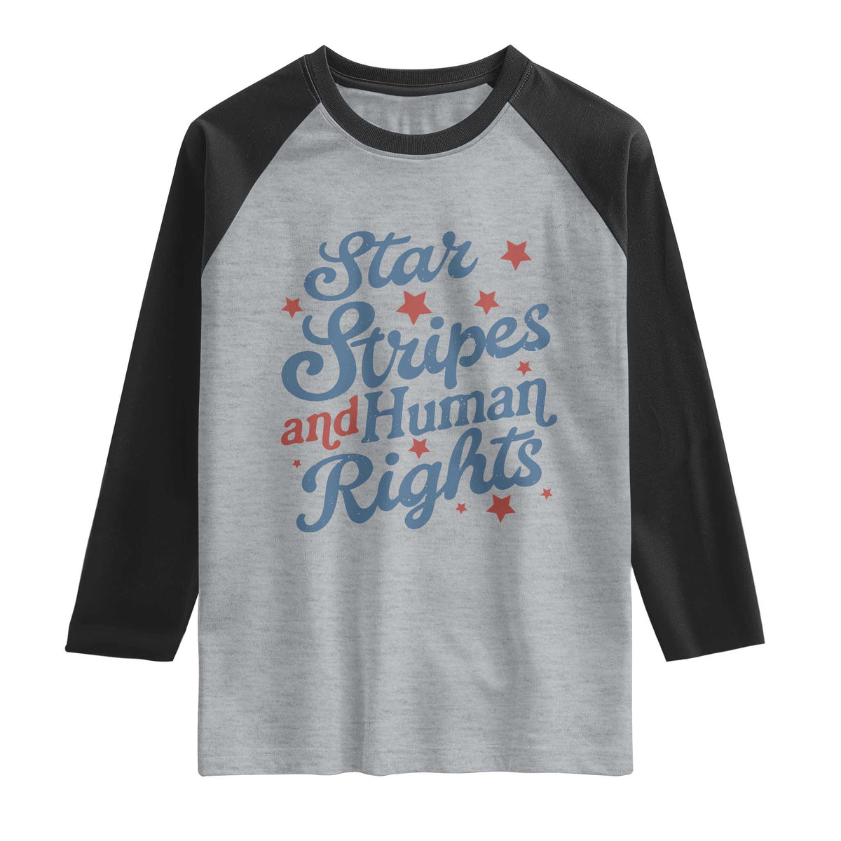 Stars and Stripes and Human Rights Raglan Shirt Progressive Patriotic Equality Modern Patriot