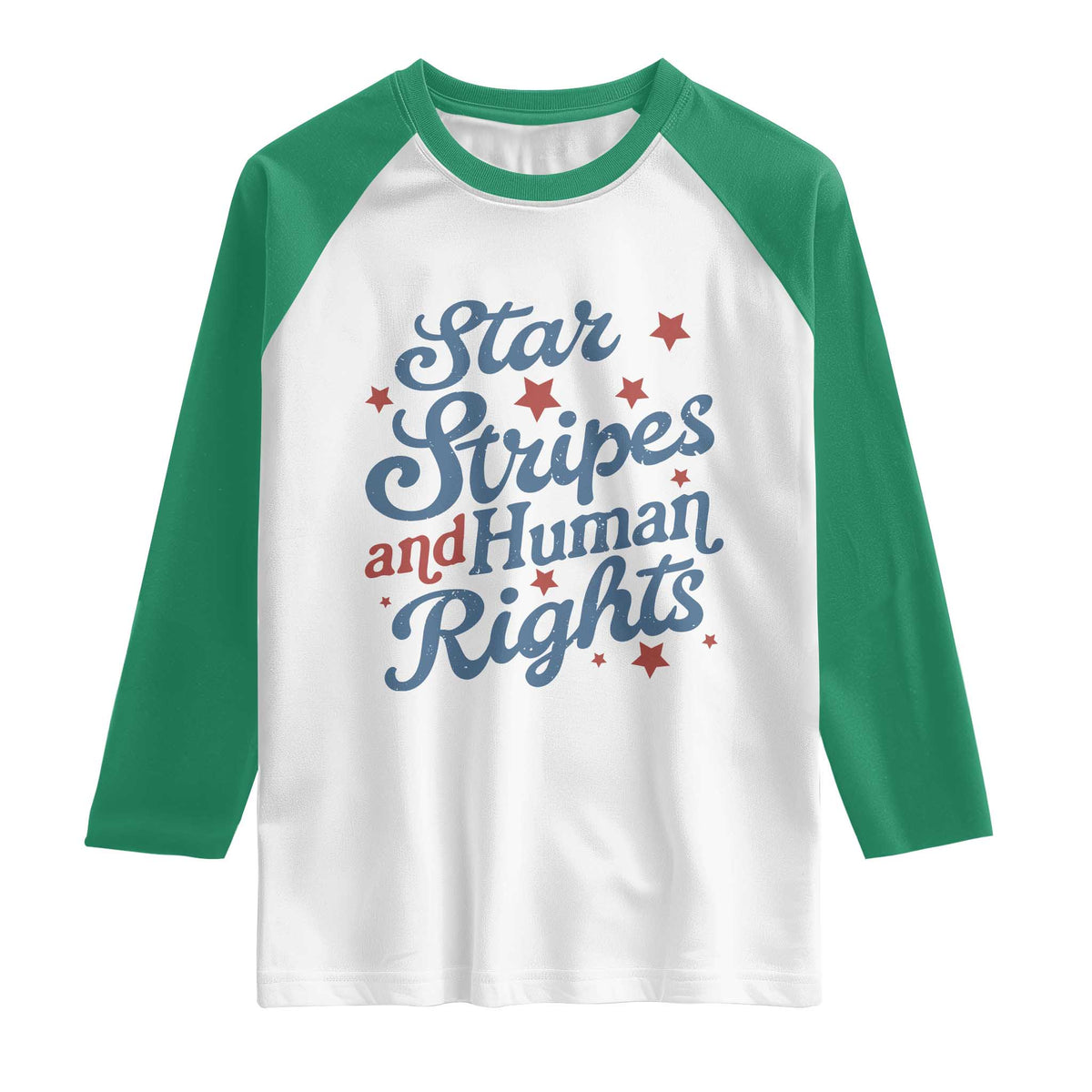 Stars and Stripes and Human Rights Raglan Shirt Progressive Patriotic Equality Modern Patriot