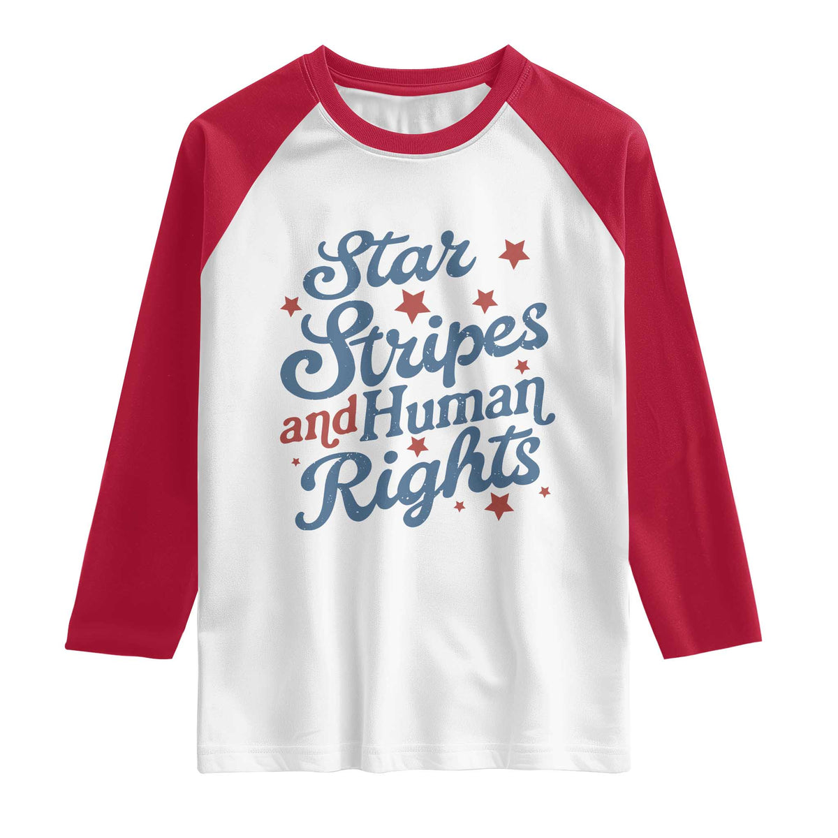 Stars and Stripes and Human Rights Raglan Shirt Progressive Patriotic Equality Modern Patriot