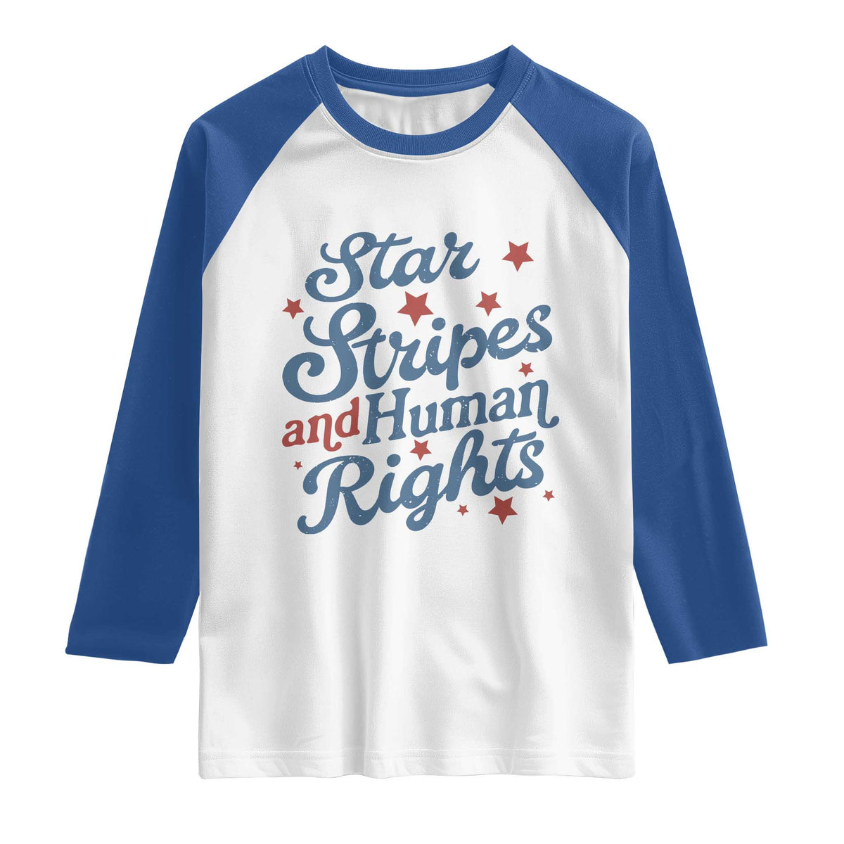 Stars and Stripes and Human Rights Raglan Shirt Progressive Patriotic Equality Modern Patriot