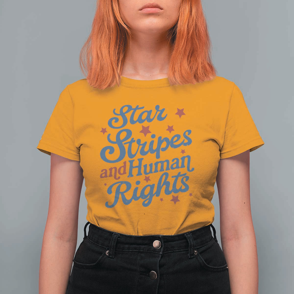 Stars and Stripes and Human Rights T Shirt For Women Progressive Patriotic Equality Modern Patriot