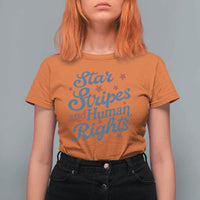 Stars and Stripes and Human Rights T Shirt For Women Progressive Patriotic Equality Modern Patriot