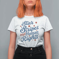 Stars and Stripes and Human Rights T Shirt For Women Progressive Patriotic Equality Modern Patriot