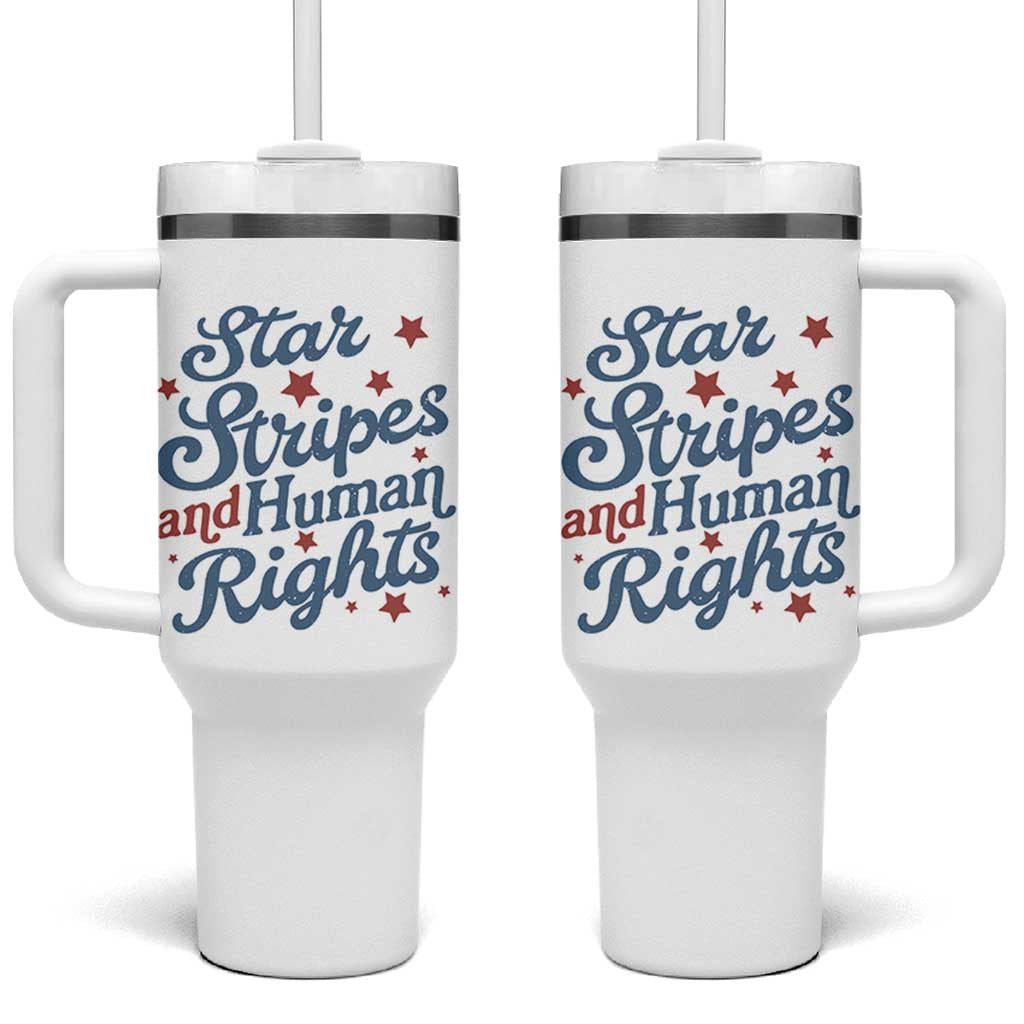 Stars and Stripes and Human Rights Tumbler With Handle Progressive Patriotic Equality Modern Patriot
