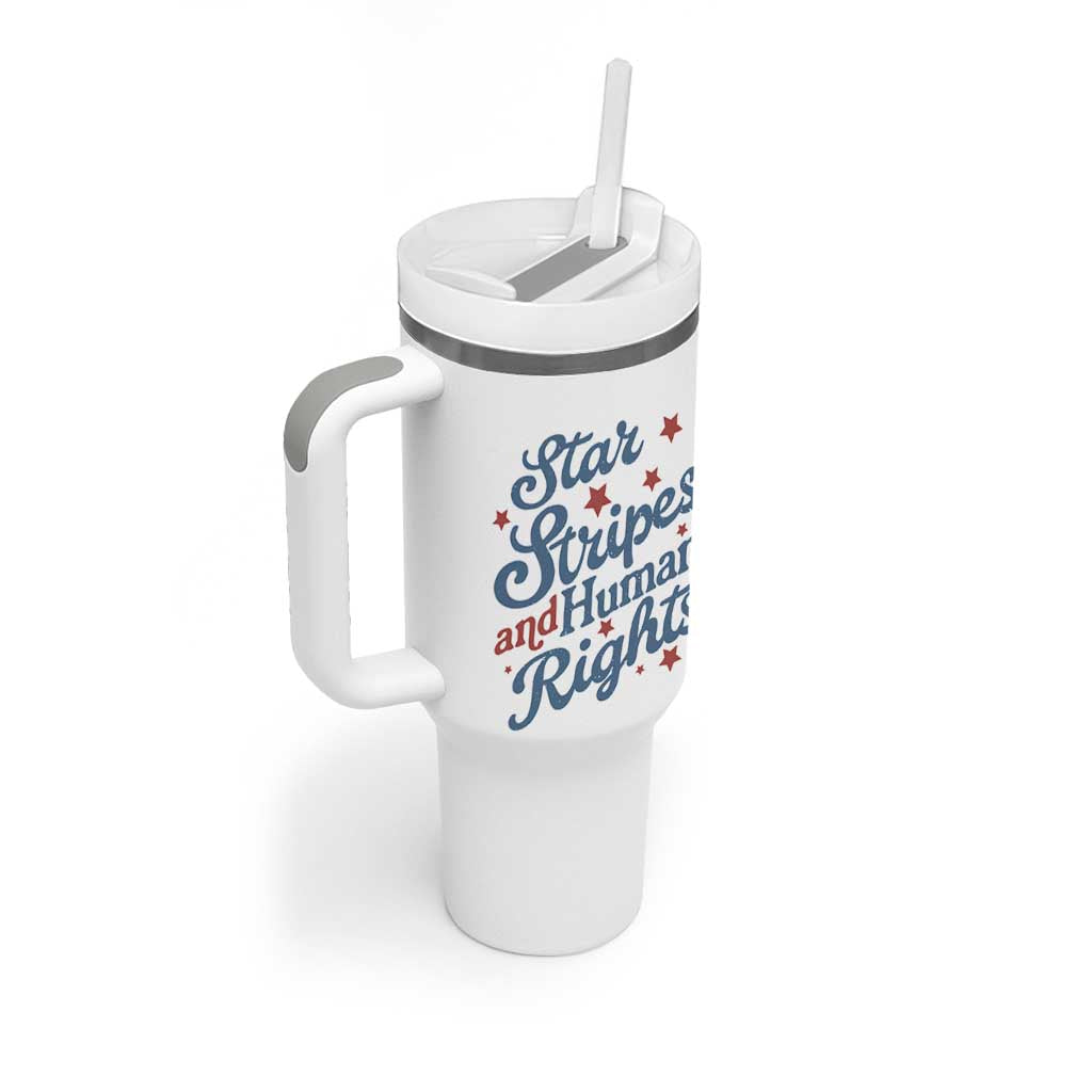 Stars and Stripes and Human Rights Tumbler With Handle Progressive Patriotic Equality Modern Patriot