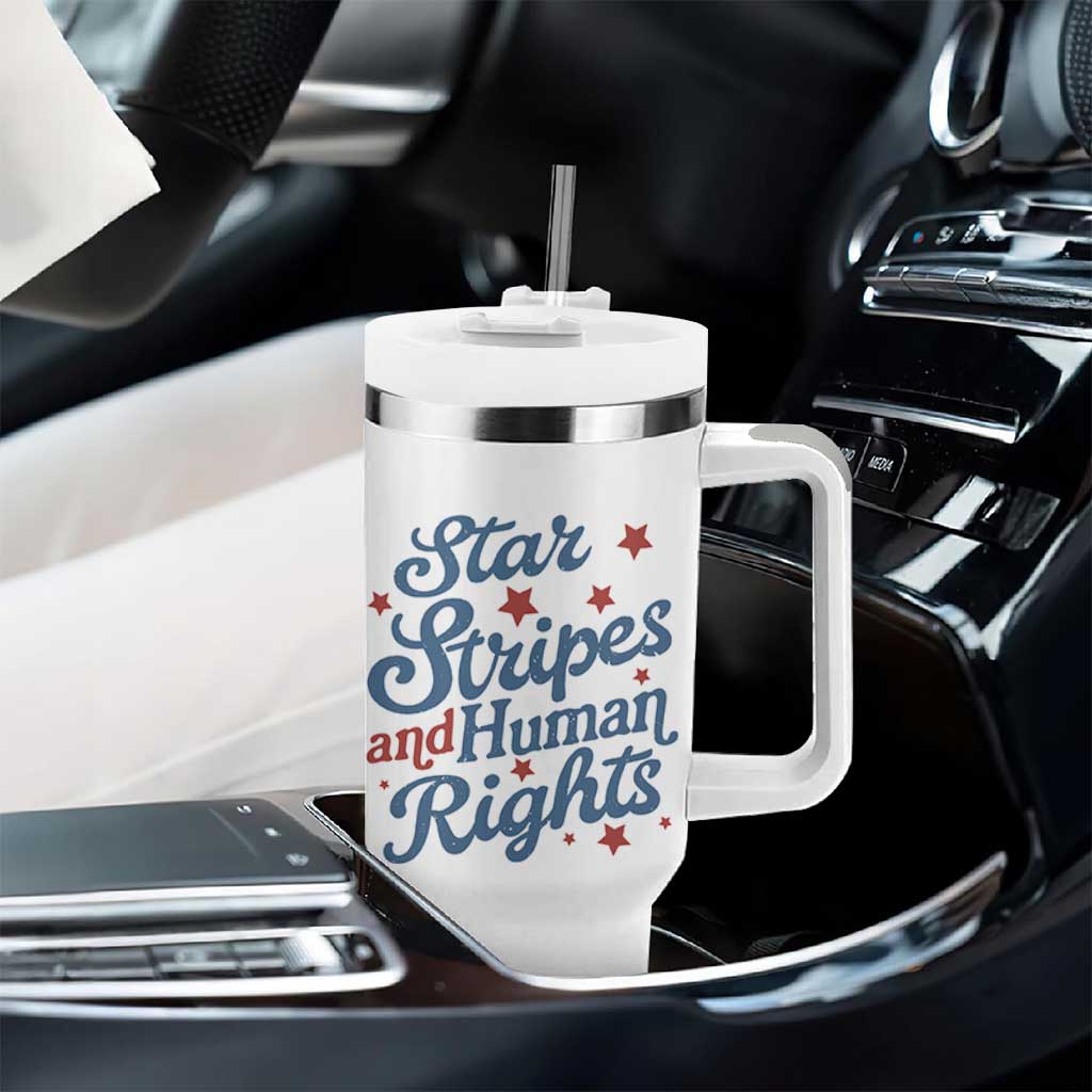 Stars and Stripes and Human Rights Tumbler With Handle Progressive Patriotic Equality Modern Patriot