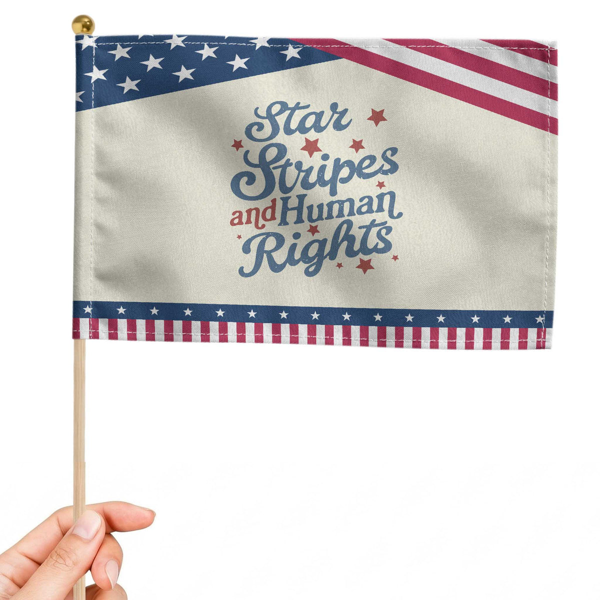 Stars and Stripes and Human Rights Patriotic Handheld Flag Progressive Equality Modern Patriot