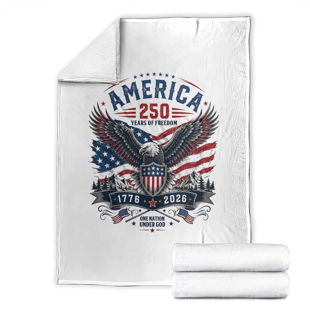 250 Years of Freedom Patriotic Eagle Throw Blanket One Nation Under God 1776-2026 250th Anniversary