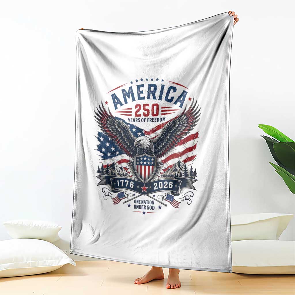 250 Years of Freedom Patriotic Eagle Throw Blanket One Nation Under God 1776-2026 250th Anniversary