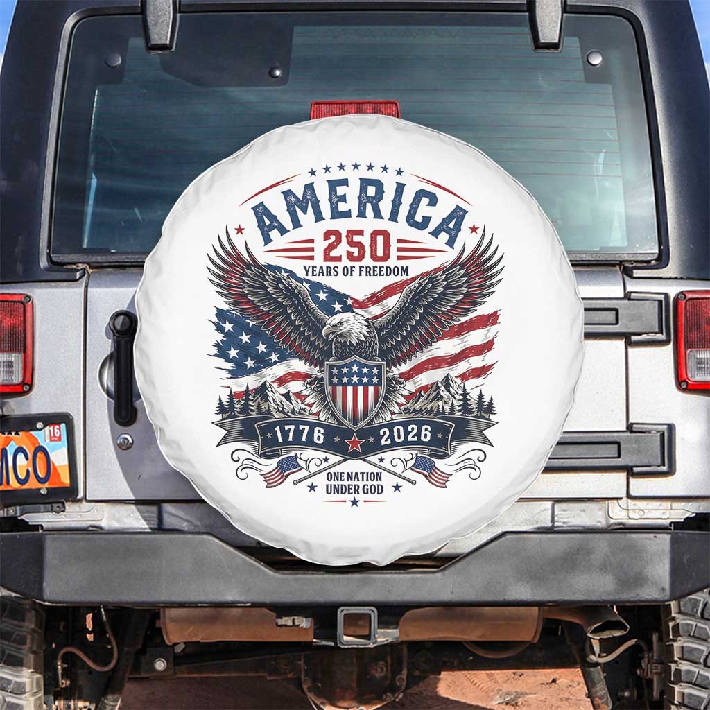 250 Years of Freedom Patriotic Eagle Spare Tire Cover One Nation Under God 1776-2026 250th Anniversary