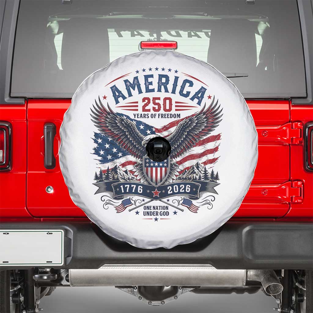 250 Years of Freedom Patriotic Eagle Spare Tire Cover One Nation Under God 1776-2026 250th Anniversary