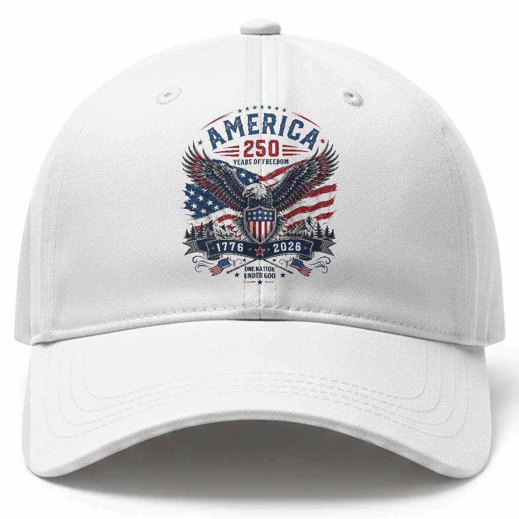 250 Years of Freedom Patriotic Eagle Baseball Cap One Nation Under God 1776-2026 250th Anniversary