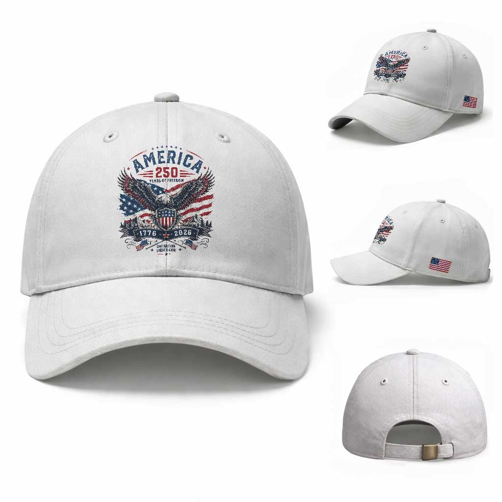 250 Years of Freedom Patriotic Eagle Baseball Cap One Nation Under God 1776-2026 250th Anniversary