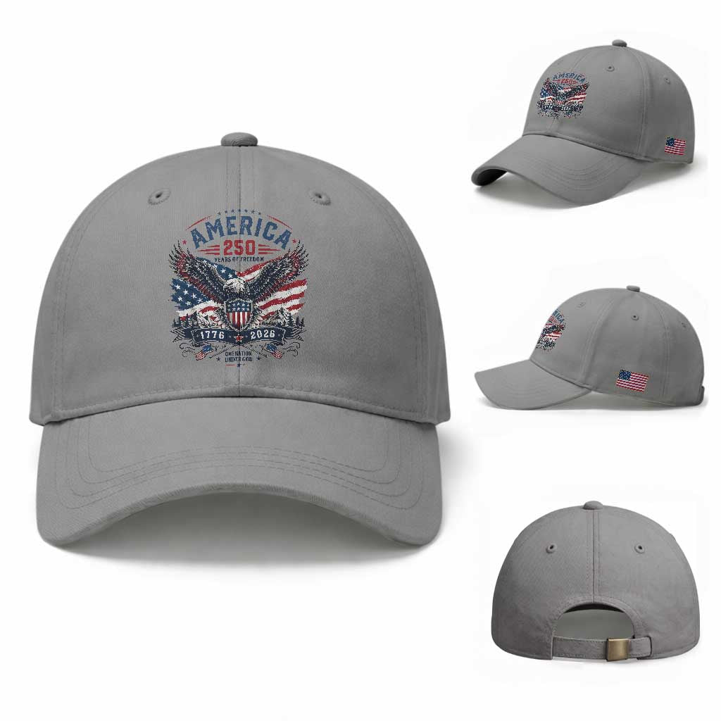 250 Years of Freedom Patriotic Eagle Baseball Cap One Nation Under God 1776-2026 250th Anniversary