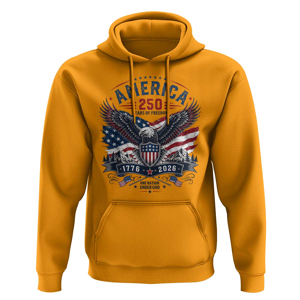 250 Years of Freedom Patriotic Eagle Hoodie One Nation Under God 1776-2026 250th Anniversary
