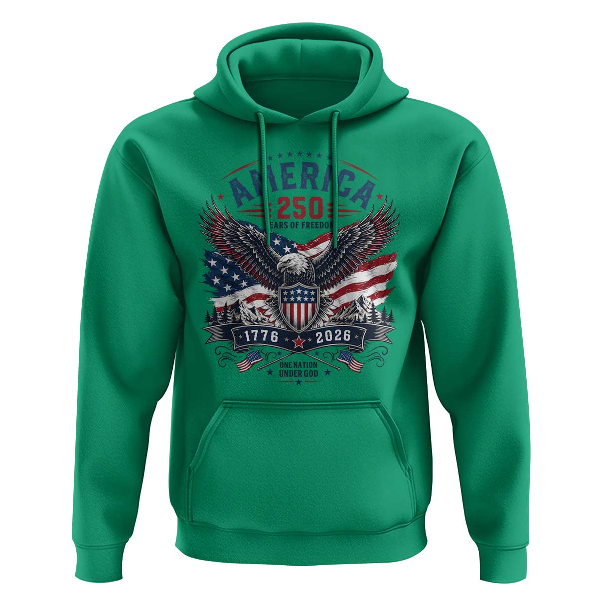 250 Years of Freedom Patriotic Eagle Hoodie One Nation Under God 1776-2026 250th Anniversary