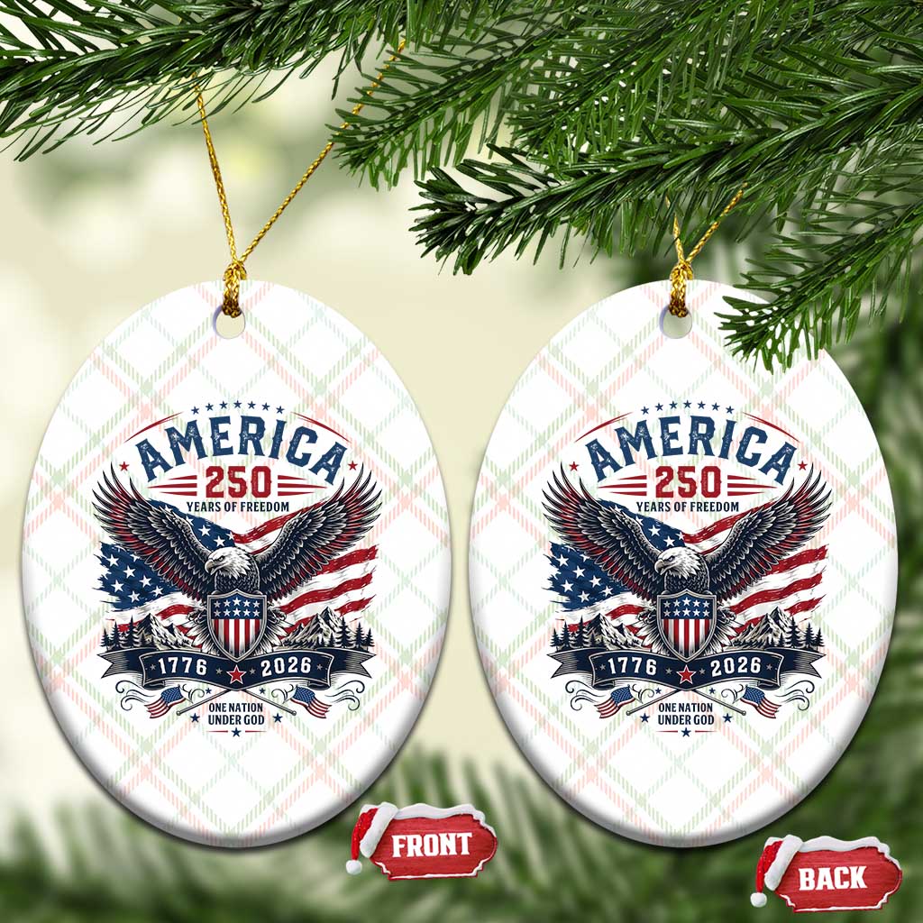 250 Years of Freedom Patriotic Eagle Ceramic Ornament One Nation Under God 1776-2026 250th Anniversary