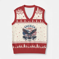 250 Years of Freedom Patriotic Eagle V-Neck Knit Sweater Vest One Nation Under God 1776-2026 250th Anniversary