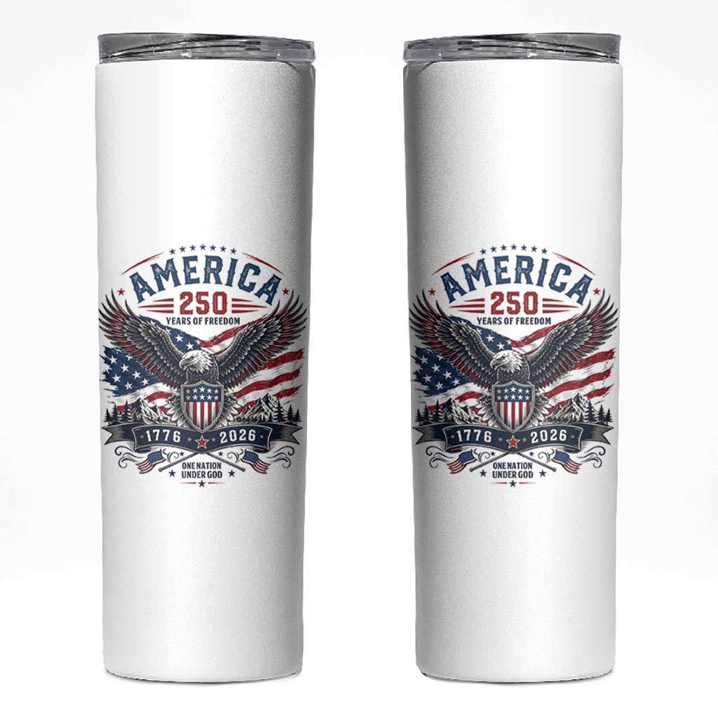 250 Years of Freedom Patriotic Eagle Skinny Tumbler One Nation Under God 1776-2026 250th Anniversary