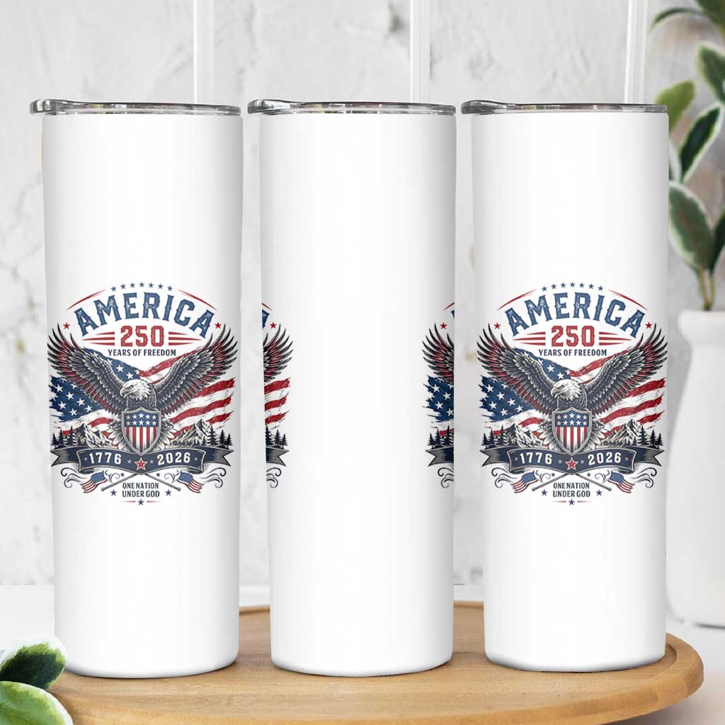 250 Years of Freedom Patriotic Eagle Skinny Tumbler One Nation Under God 1776-2026 250th Anniversary