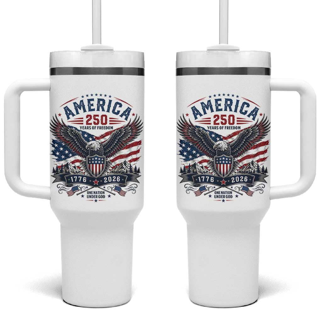 250 Years of Freedom Patriotic Eagle Tumbler With Handle One Nation Under God 1776-2026 250th Anniversary