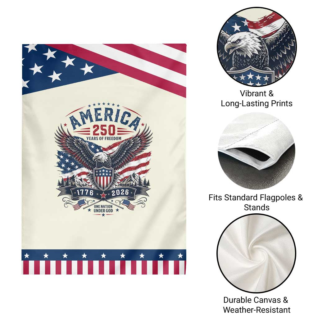 250 Years of Freedom Eagle Patriotic Garden Flag One Nation Under God 1776-2026 250th Anniversary