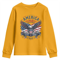 250 Years of Freedom Patriotic Eagle Youth Sweatshirt One Nation Under God 1776-2026 250th Anniversary