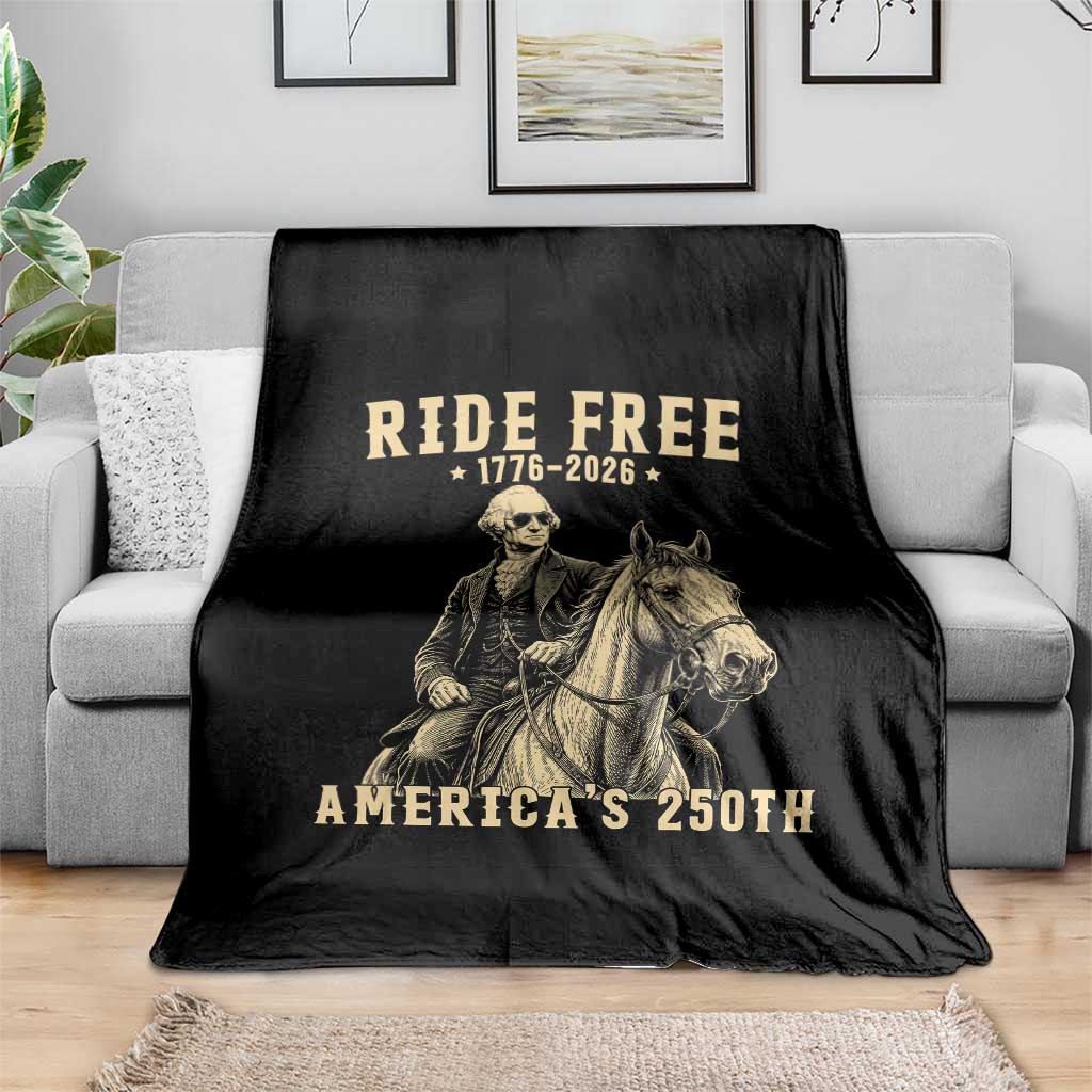 Ride Free 1776-2026 George Washington on Horseback Graphic Throw Blanket Vintage 250th Anniversary Semiquincentennial