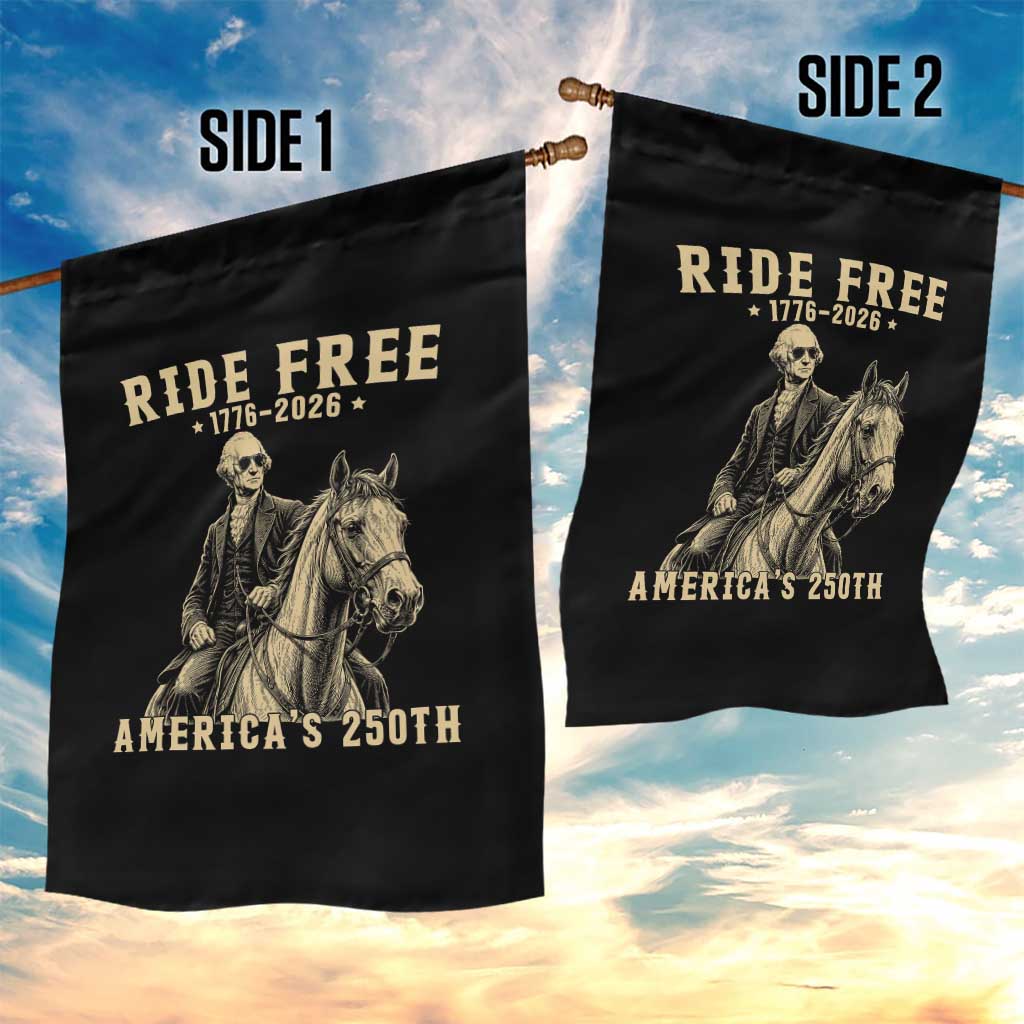 Ride Free 1776-2026 George Washington on Horseback Graphic Garden Flag Vintage 250th Anniversary Semiquincentennial