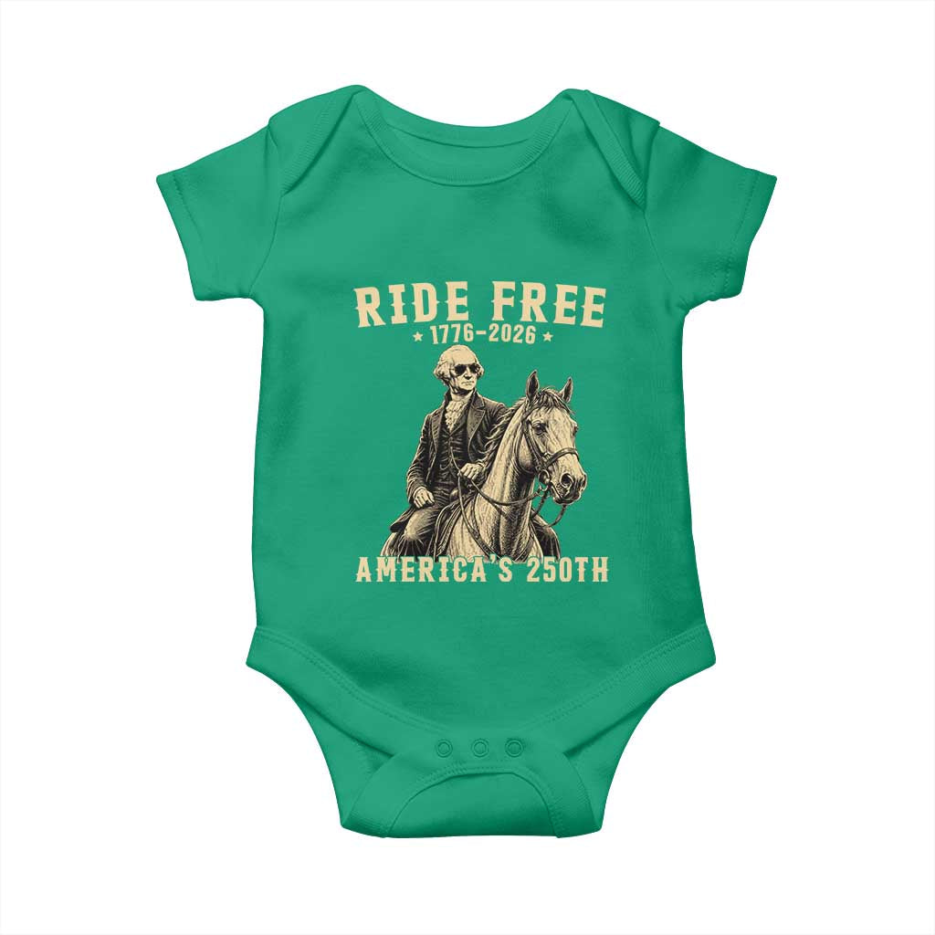 Ride Free 1776-2026 George Washington on Horseback Graphic Baby Onesie Vintage 250th Anniversary Semiquincentennial