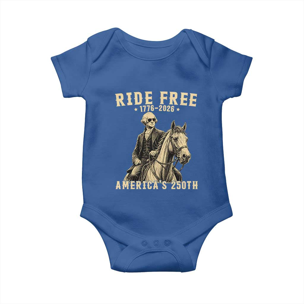 Ride Free 1776-2026 George Washington on Horseback Graphic Baby Onesie Vintage 250th Anniversary Semiquincentennial