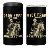 Ride Free 1776-2026 George Washington on Horseback Graphic 4 in 1 Can Cooler Tumbler Vintage 250th Anniversary Semiquincentennial