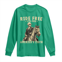 Ride Free 1776-2026 George Washington on Horseback Graphic Long Sleeve Shirt Vintage 250th Anniversary Semiquincentennial