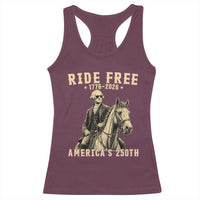 Ride Free 1776-2026 George Washington on Horseback Graphic Racerback Tank Top Vintage 250th Anniversary Semiquincentennial