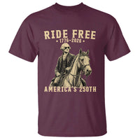 Ride Free 1776-2026 George Washington on Horseback Graphic T Shirt Vintage 250th Anniversary Semiquincentennial