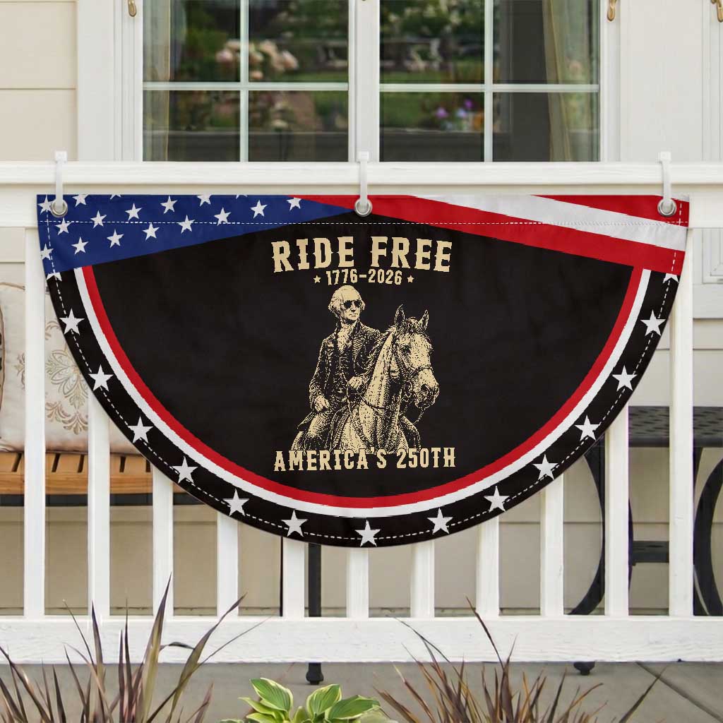Ride Free 1776-2026 George Washington on Horseback Graphic Patriotic Fan Flag Vintage 250th Anniversary Semiquincentennial