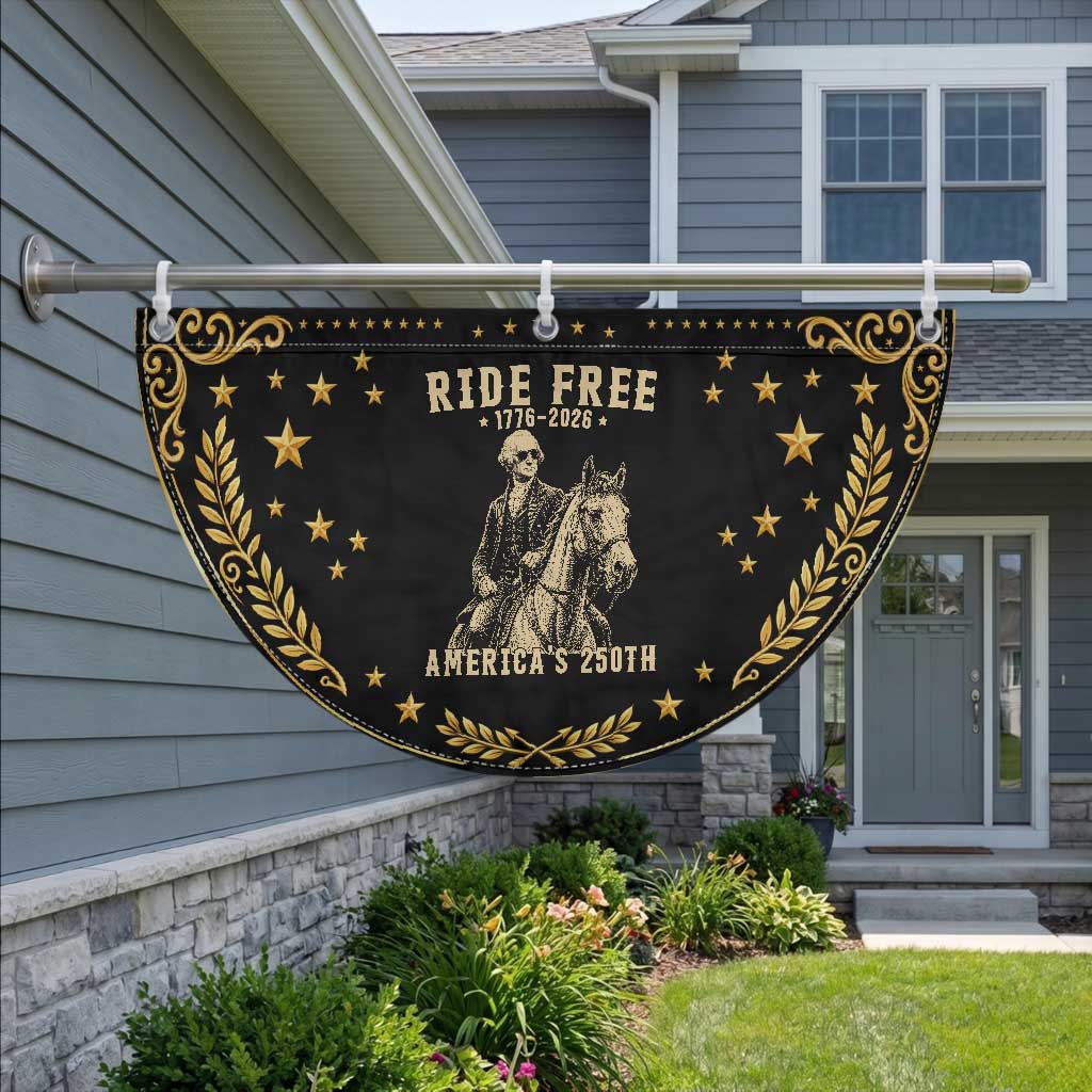 Ride Free 1776-2026 George Washington on Horseback Graphic Patriotic Fan Flag Vintage 250th Anniversary Semiquincentennial