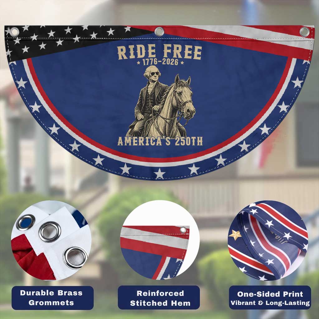 Ride Free 1776-2026 George Washington on Horseback Graphic Patriotic Fan Flag Vintage 250th Anniversary Semiquincentennial