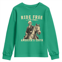 Ride Free 1776-2026 George Washington on Horseback Graphic Youth Sweatshirt Vintage 250th Anniversary Semiquincentennial
