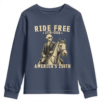 Ride Free 1776-2026 George Washington on Horseback Graphic Youth Sweatshirt Vintage 250th Anniversary Semiquincentennial