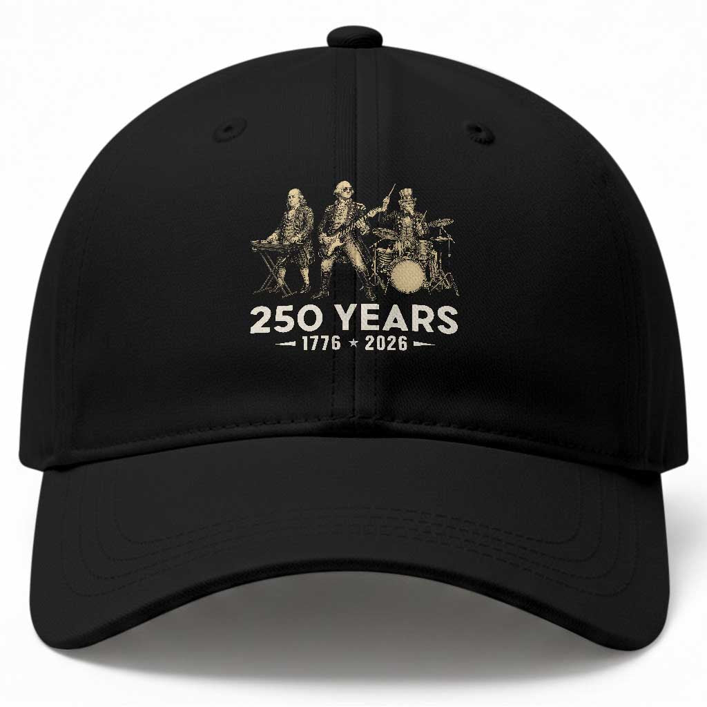 250 Years 1776-2026 Founding Fathers Rock Band Baseball Cap George Washington Benjamin Franklin Uncle Sam