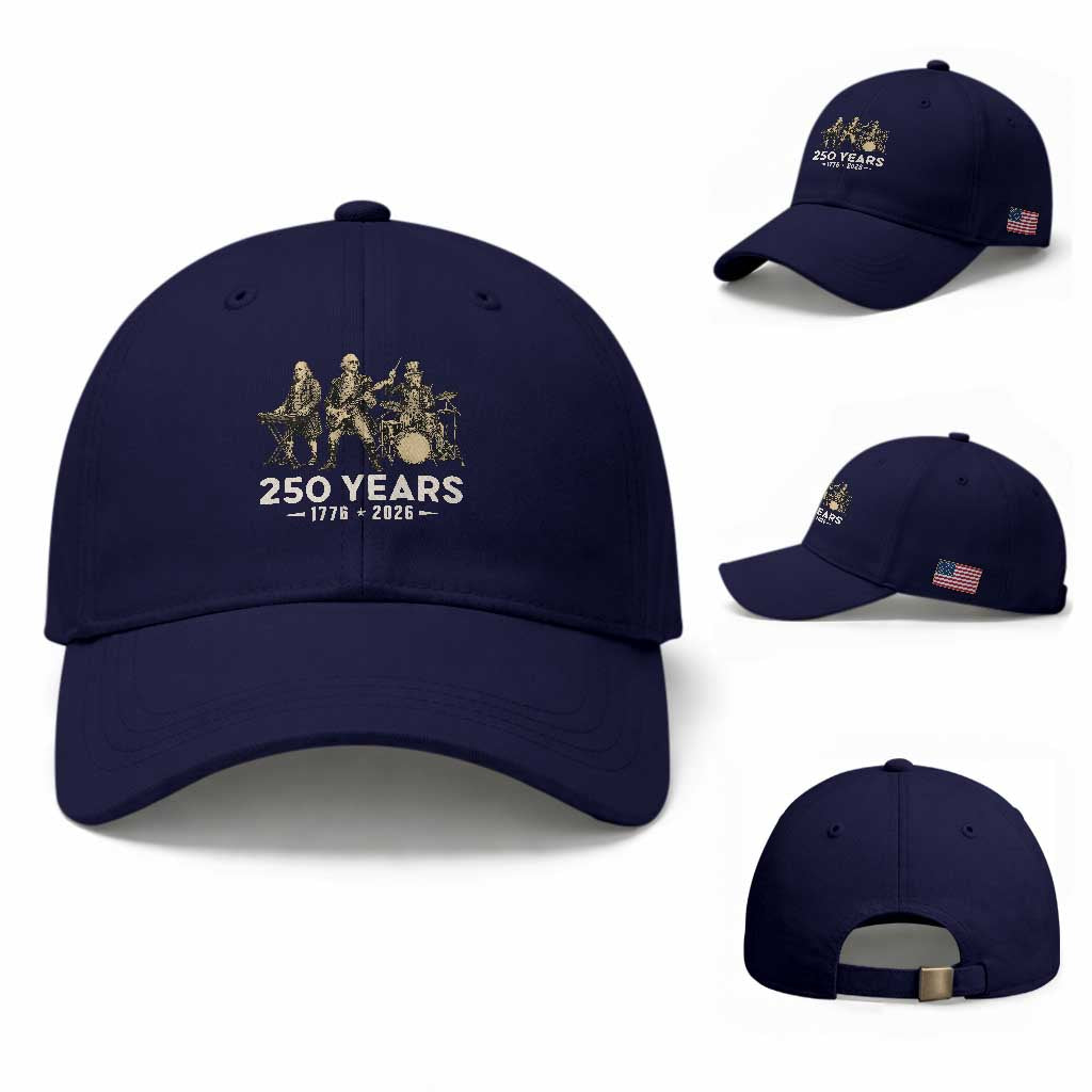250 Years 1776-2026 Founding Fathers Rock Band Baseball Cap George Washington Benjamin Franklin Uncle Sam