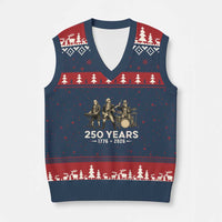 250 Years 1776-2026 Founding Fathers Rock Band V-Neck Knit Sweater Vest George Washington Benjamin Franklin Uncle Sam