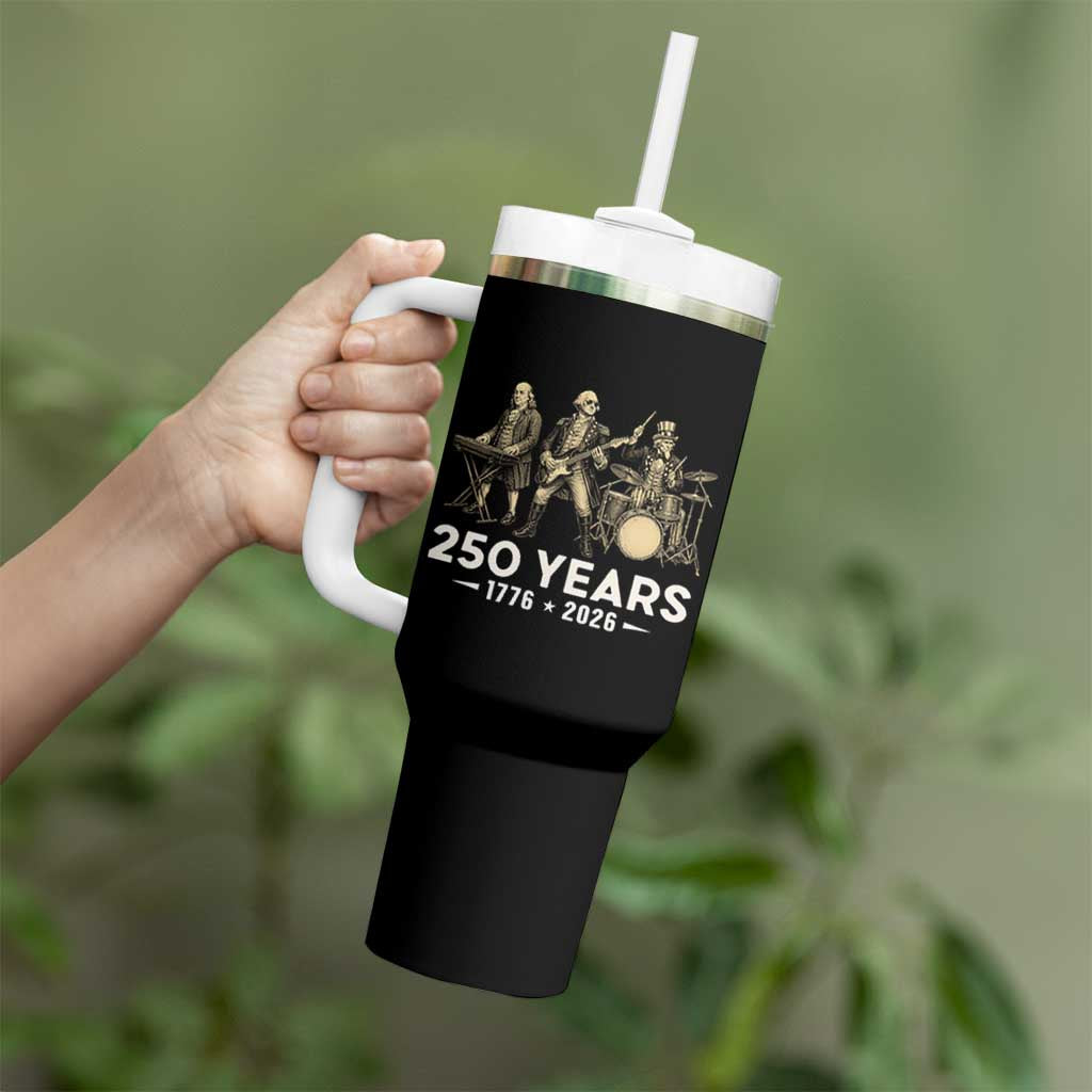 250 Years 1776-2026 Founding Fathers Rock Band Tumbler With Handle George Washington Benjamin Franklin Uncle Sam