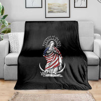 Patroness of the USA Virgin Mary Graphic Throw Blanket Patriotic American Flag Catholic Faith