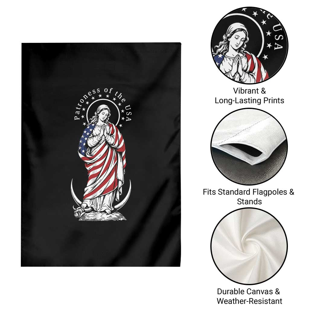 Patroness of the USA Virgin Mary Graphic Garden Flag Patriotic American Flag Catholic Faith