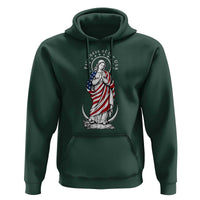 Patroness of the USA Virgin Mary Graphic Hoodie Patriotic American Flag Catholic Faith