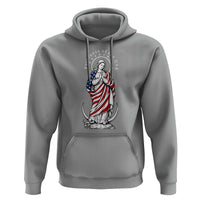 Patroness of the USA Virgin Mary Graphic Hoodie Patriotic American Flag Catholic Faith