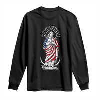 Patroness of the USA Virgin Mary Graphic Long Sleeve Shirt Patriotic American Flag Catholic Faith